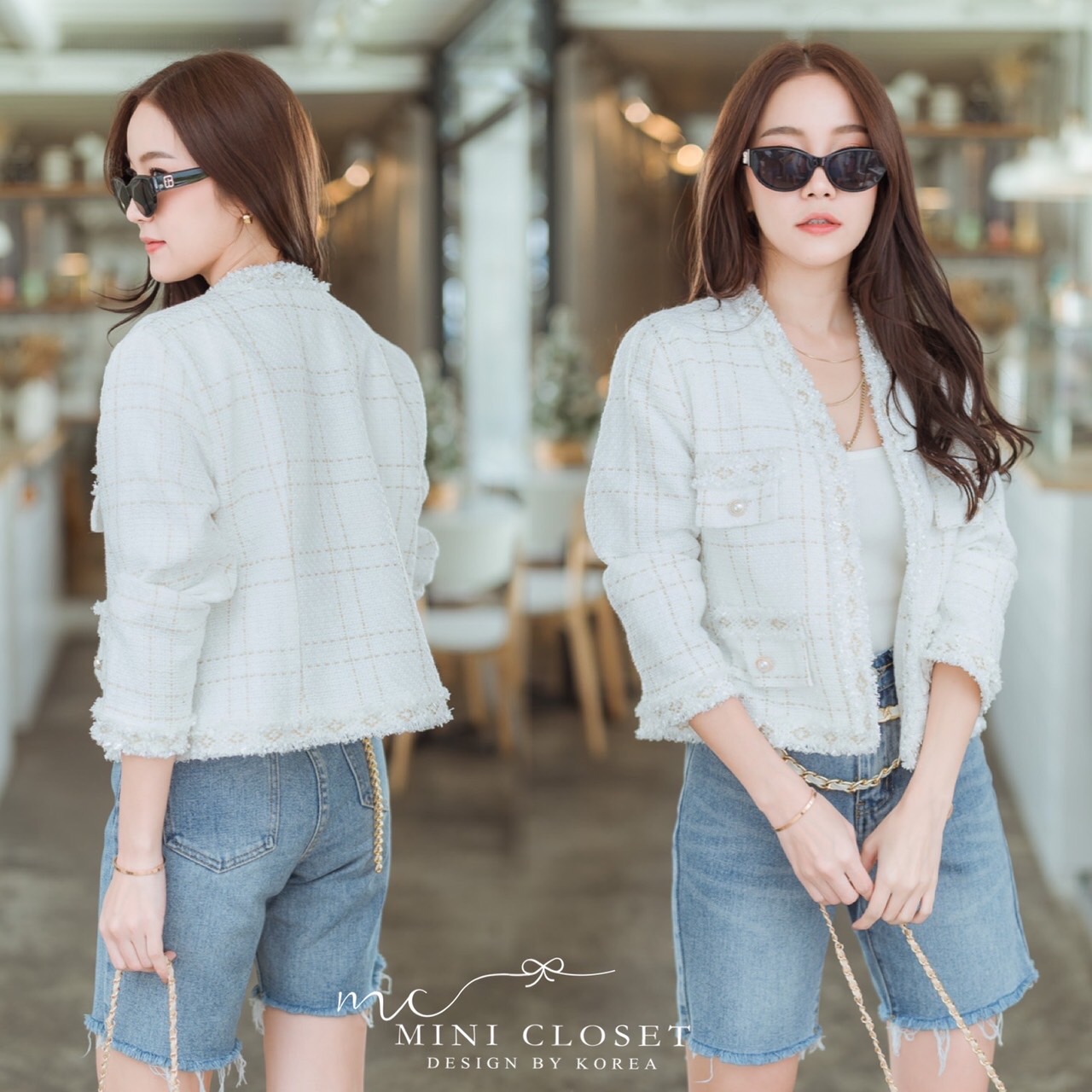 เสื้อคลุมผ้าทวีตเกาหลี ส่งฟรี