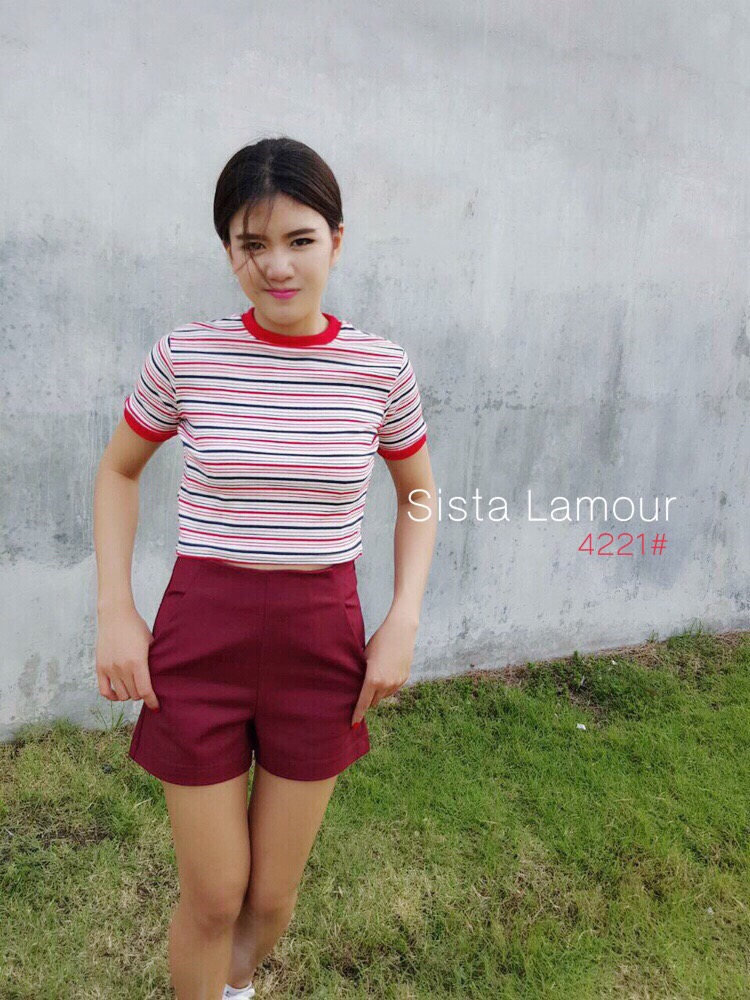 เสื้อครอป เสื้อลายริ้วใหม่Cute มั๊กๆ ต้องมีนะจ๊ะบอกเลย