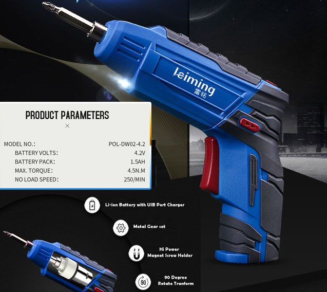 SCP04 ชุดไขควงไฟฟ้าคุณภาพสูง Leming 4.2v USB Charge Li-ion Battery