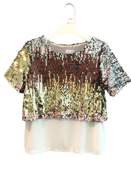 เสื้อปักเลื่อมวิ้งๆ สีทองแกมน้ำตาล