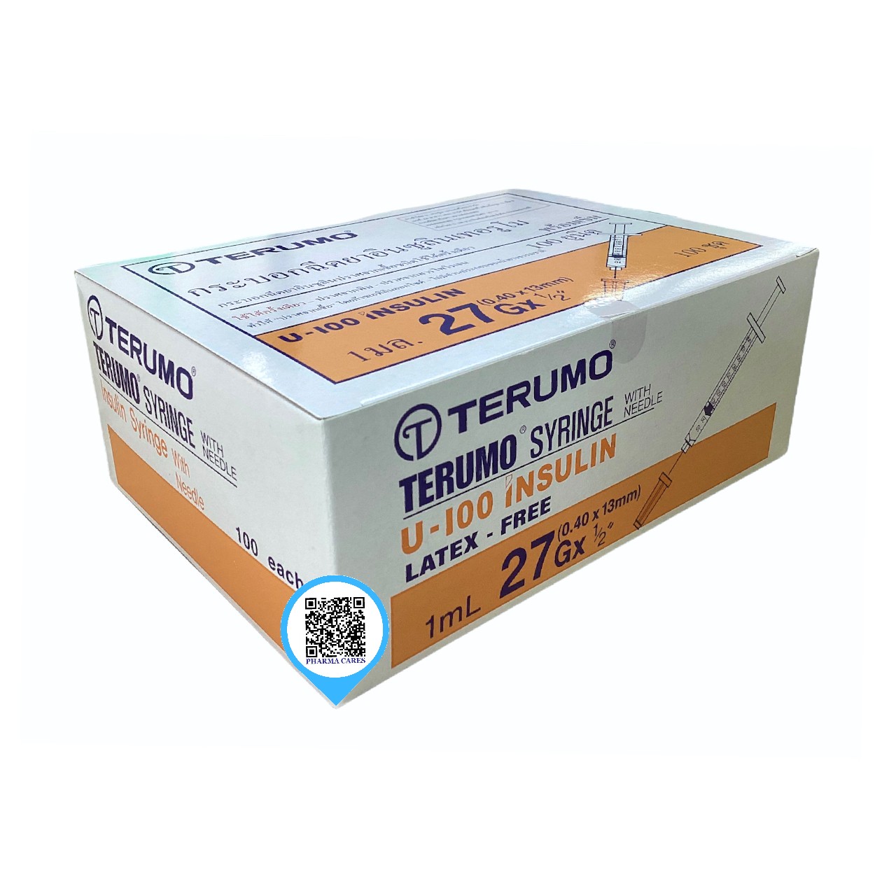 Terumo Syringe Insulin 1ml + 27G x 13 mm. ส่งฟรี