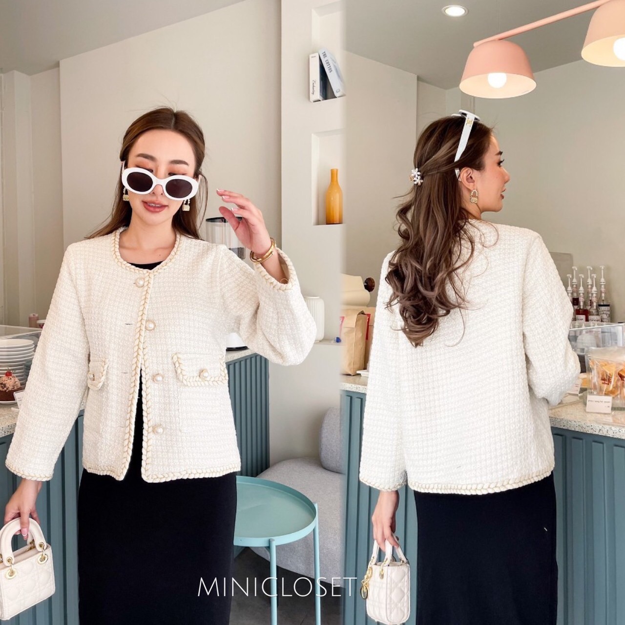 เสื้อคลุมผ้าทวีต เสื้อทวีตสไตล์ชาแนล เสื้อคลุมเรียบหรูดูแพง