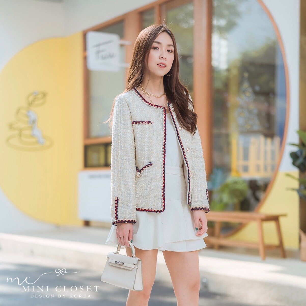 เสื้อคลุมผ้าทวีต เรียบหรูสไตล์คุณหนูเกาหลี