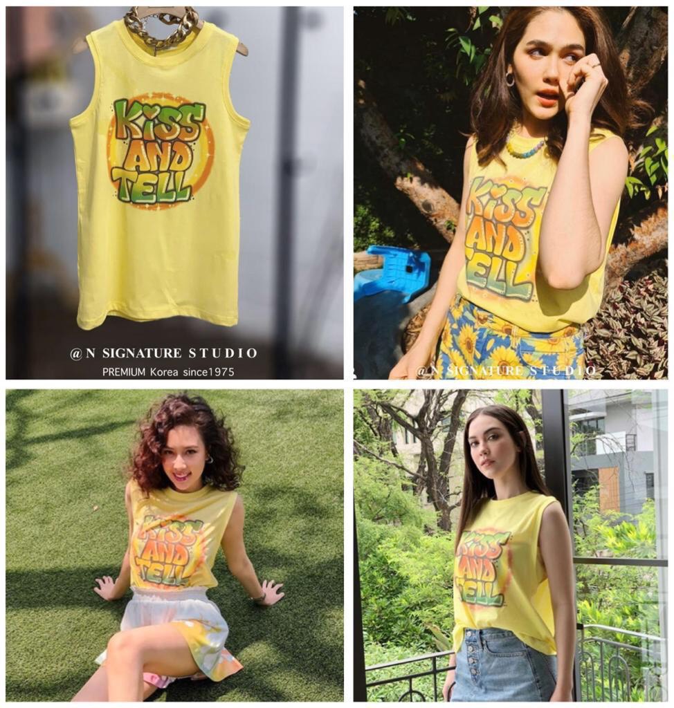 เสื้อยืดแขนกุดแบบดาราใส่ สีสันสดใส