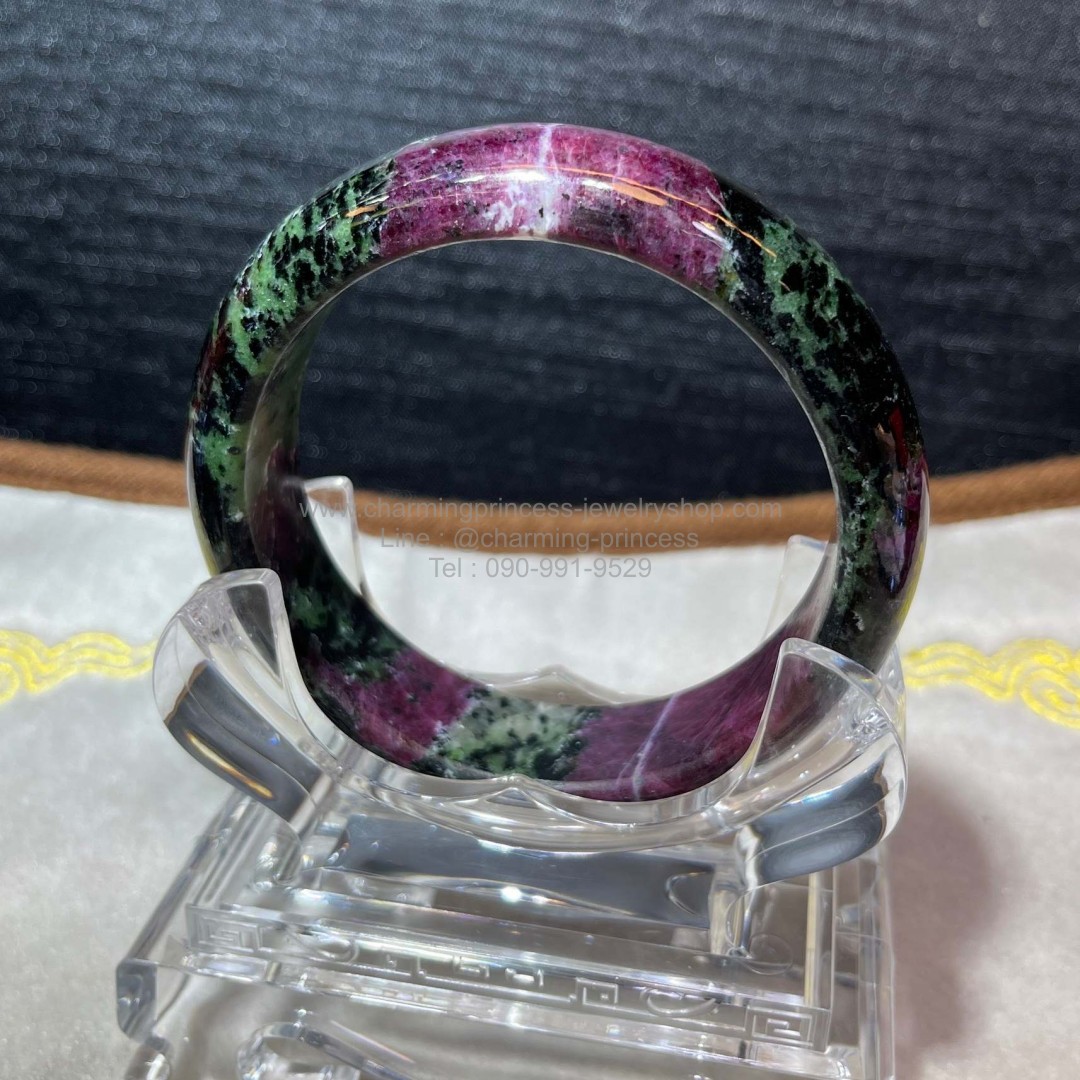 Ruby Zoisite, Anyolite Bangle กำไลข้อมือ รูบี้ซอยไซท์, เอนิโอไลต์ มีความเชื่อมั่นในเองและมีชีวิตตามที่คุณต้องการ ขนาด ความกว้างวงใน 60.5 มม