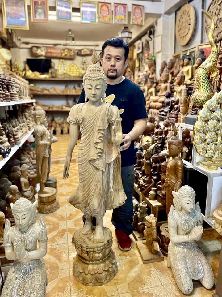พระบูชาไม้สัก พระพุทธรูปไม้สัก สูง1.4เมตร