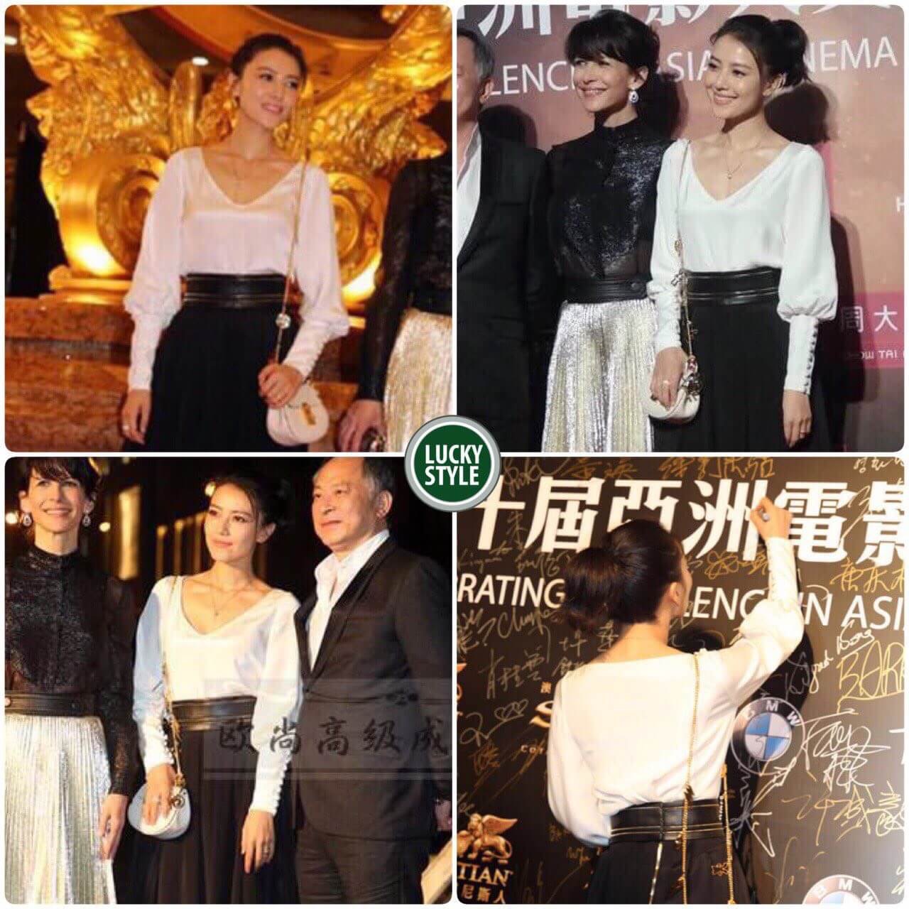 เสื้อผ้าไหมคอวีแต่งแขนกระดุมยาว ภายใต้แบรน Chanel ดีเทลเนื้อผ้าเป็นผ้าไหมญี่ปุ่นเนื้อนุ่ม เนื้อผ้าสวยงามพรีเมี่ยม