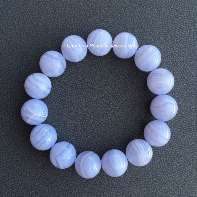 Blue Lace Agate 12 mm บลูเลสอาเกต 12 มม ใจเย็น สงบ หลับสบาย