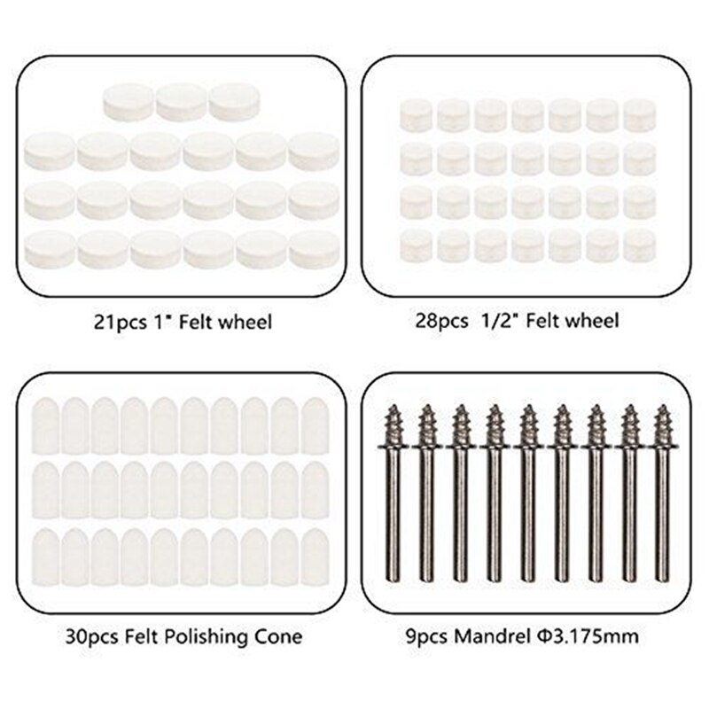DG35 ชุดหัวขัดผ้าสักหลาด 88 ชิ้น แกน 3.2 มิล สำหรับ งานขัดเงา ปัดเงา ขัดสี ขัดละเอียด