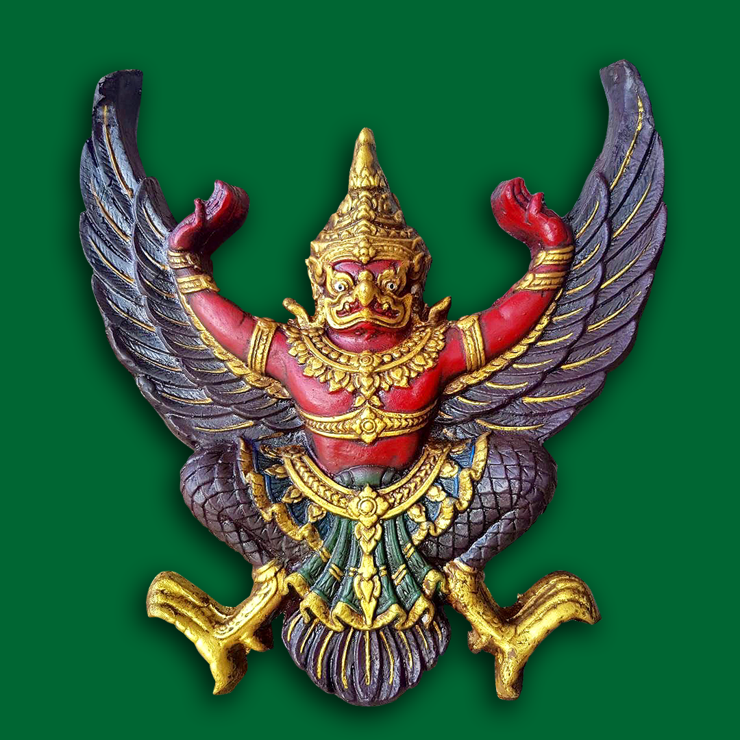 พญาครุฑพ่าห์ ปีกกว้าง30ซม ครุฑเก่า เนื้อไฟเบอร์ หน้ายักษ์ เสริมฮวงจุ้ย