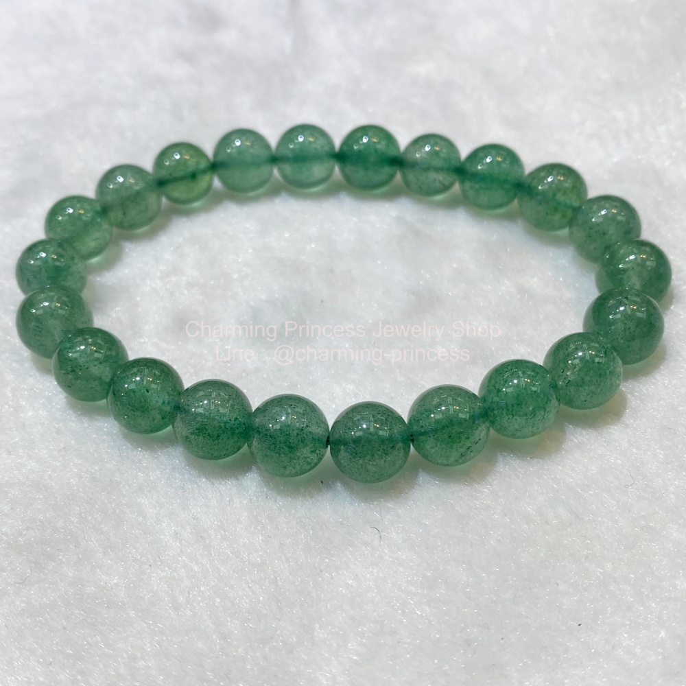 Green Strawberry Quartz สตรอเบอร์รี่ควอตซ์สีเขียว 9 mm หินแห่งความสงบสุข บรรเทาความเครียด ความวิตกกังวล และความไม่สบายใจได้