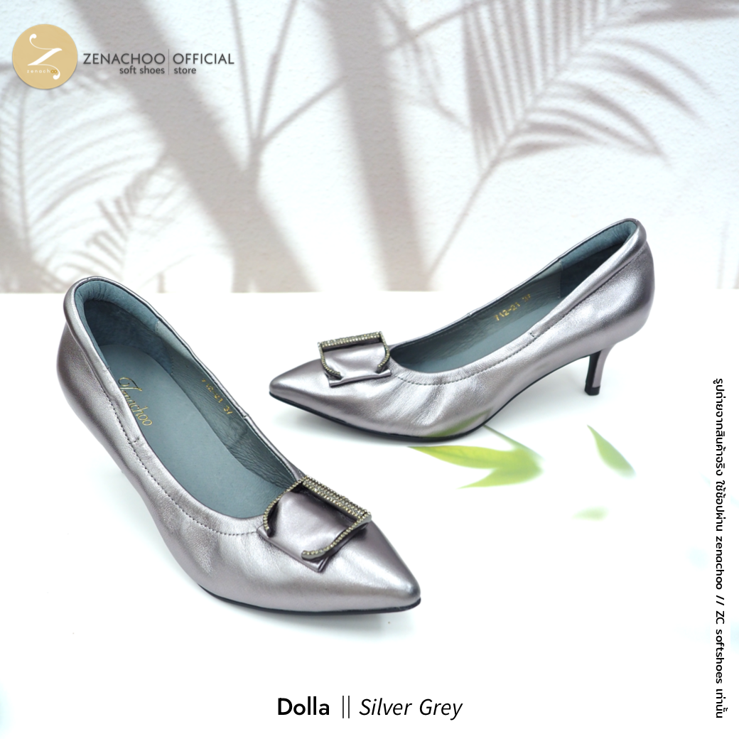 ทรงปกติเปลี่ยนไซส์ได้-ไม่รับคืน ทรงขายดี Zenachoo รุ่น Dolla สูง 2 นิ้ว รองเท้าหนังแกะแท้ หนังนิ่ม พื้นนุ่ม
