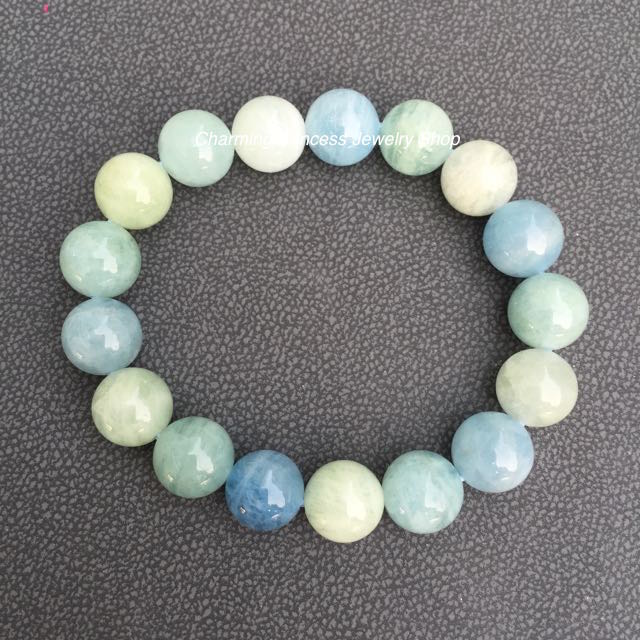 ราศีมีน หินนำโชคราศีมีนหรือผู้ที่เกิดมีนาคม Aquamarine Mix Color อความารีน สีฟ้าและเขียว 10 มม AA (15 มีนาคม – 12 เมษายน)