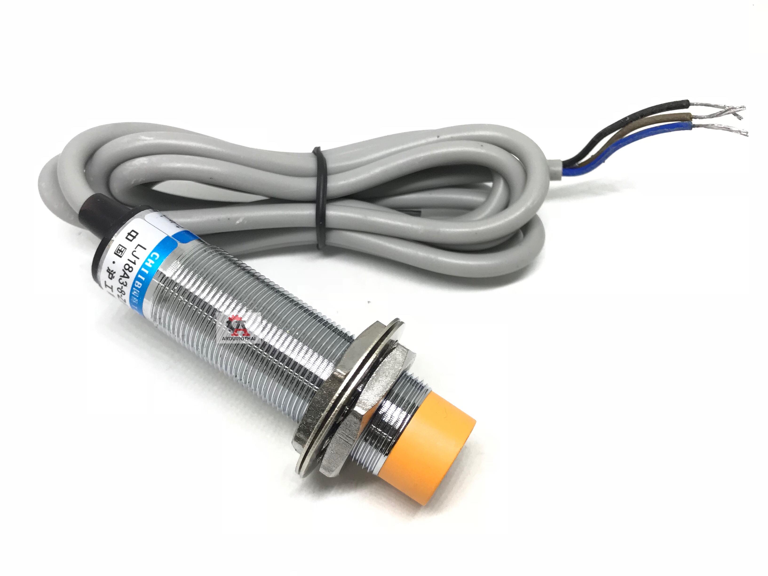 เซนเซอร์ตรวจจับโลหะ ระยะสูงสุด 8 mm เซนเซอร์ OD ขนาด 18mm Inductive proximity switch sensor สต็อกไทยส่งไว