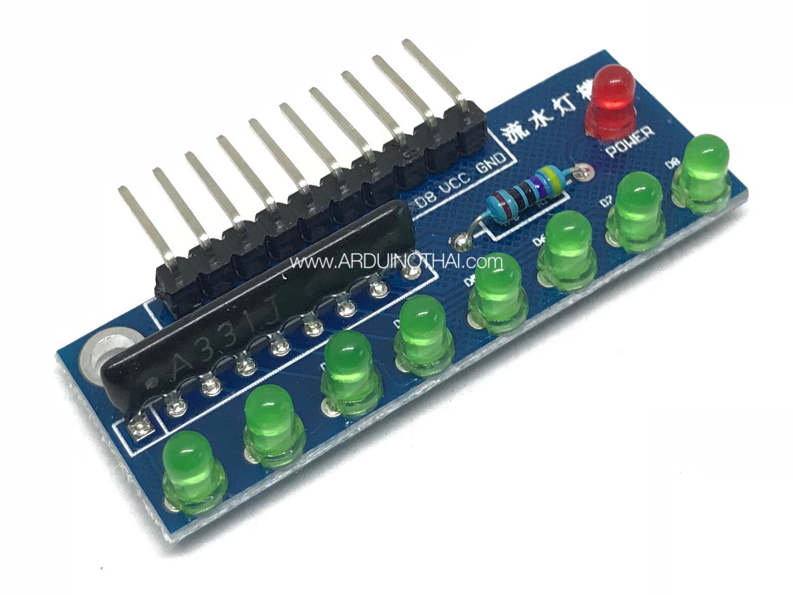 1x8 LED 3 mm Module (สีเขียว)