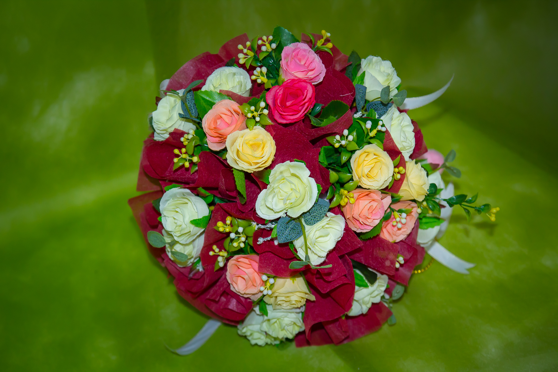 ช่อดอกไม้แห้ง ดอกกุหลาบคละสี