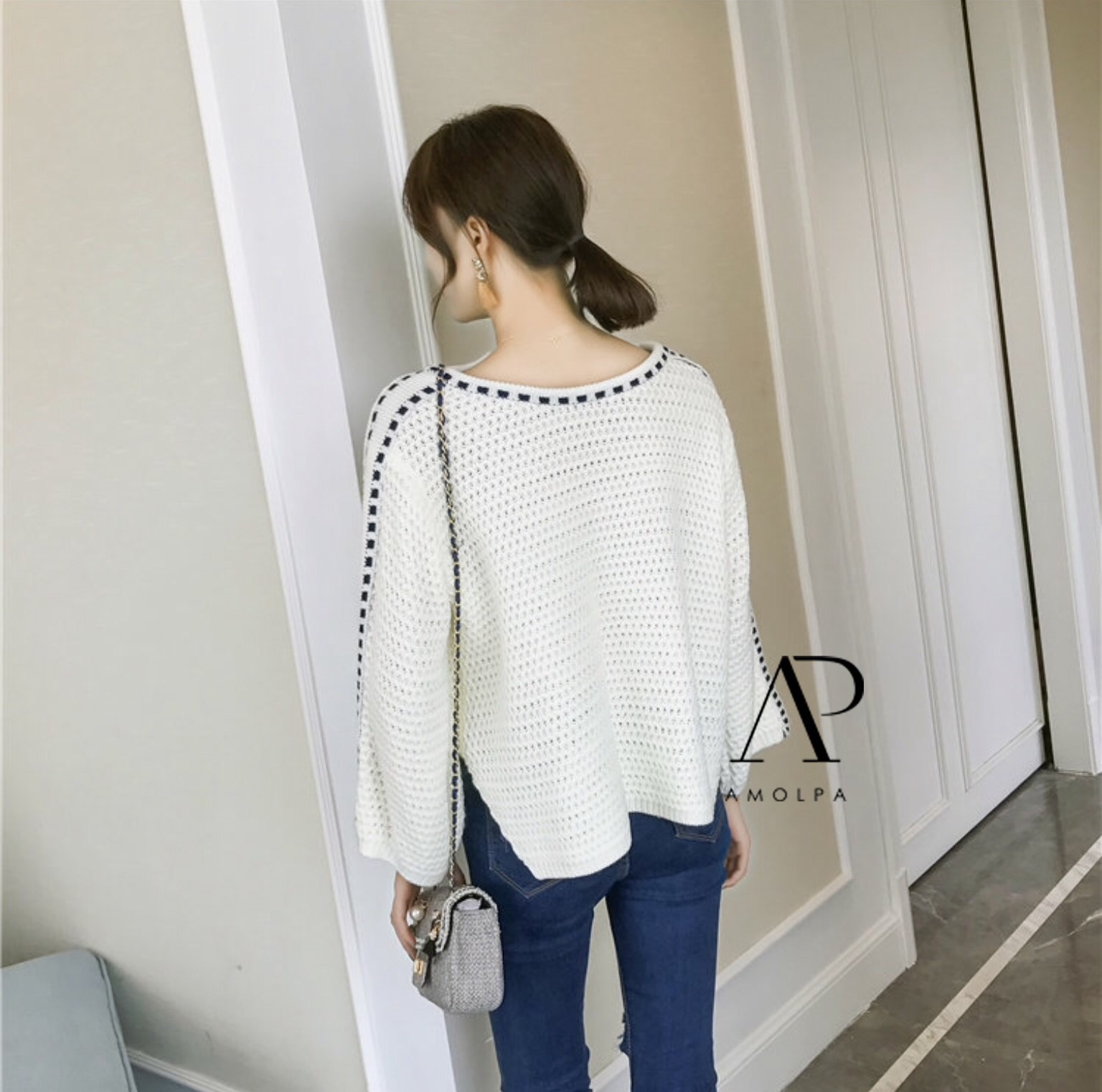 เสื้อไหมพรมเชือกสานไขว้ที่อก งานดีมากๆ