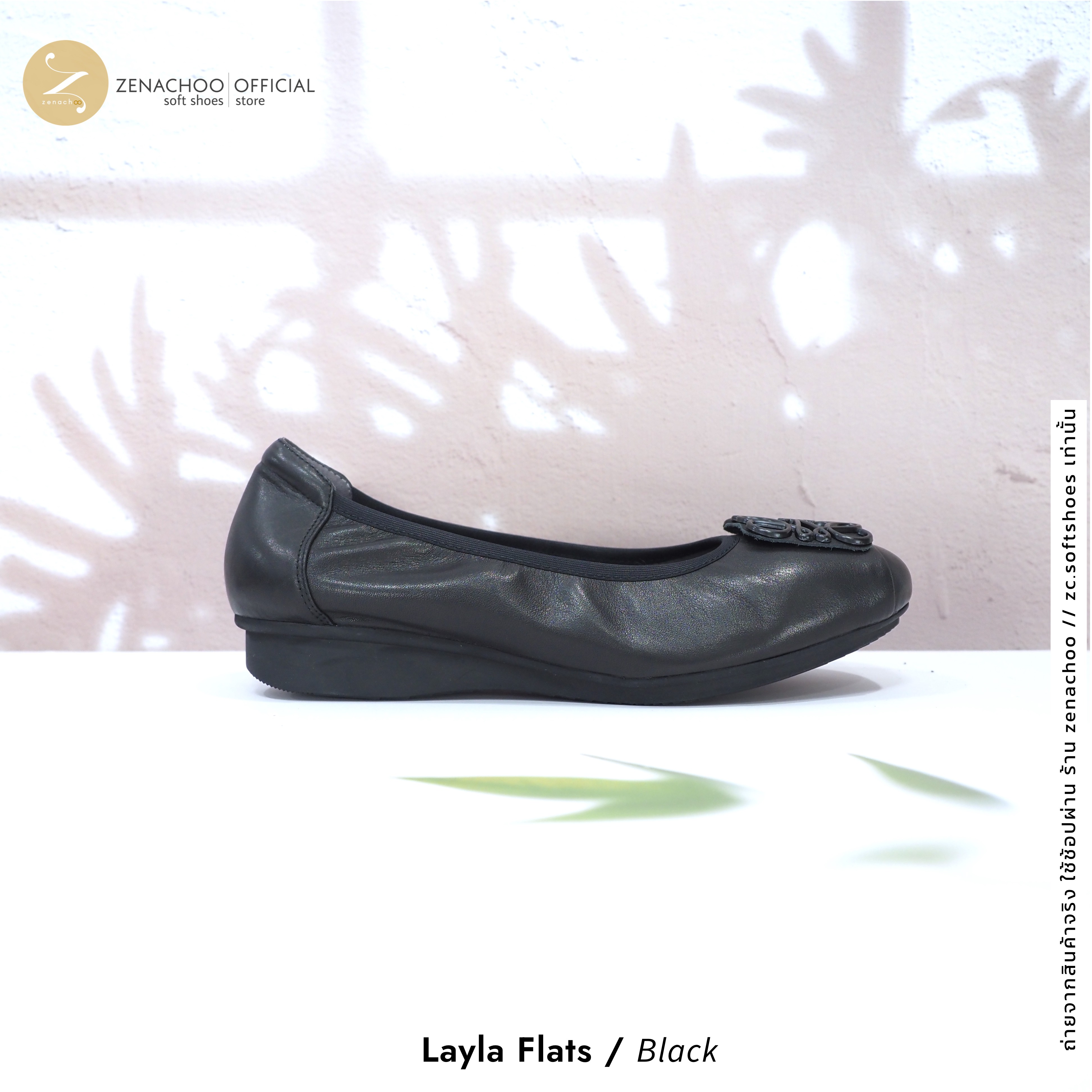 ทรงปกติ:เปลี่ยนไซส์ได้-ไม่รับคืน Zenachoo รุ่น Layla Flats สูง 1นิ้ว รองเท้าหนังแกะแท้ หนังนิ่ม พื้นนุ่ม