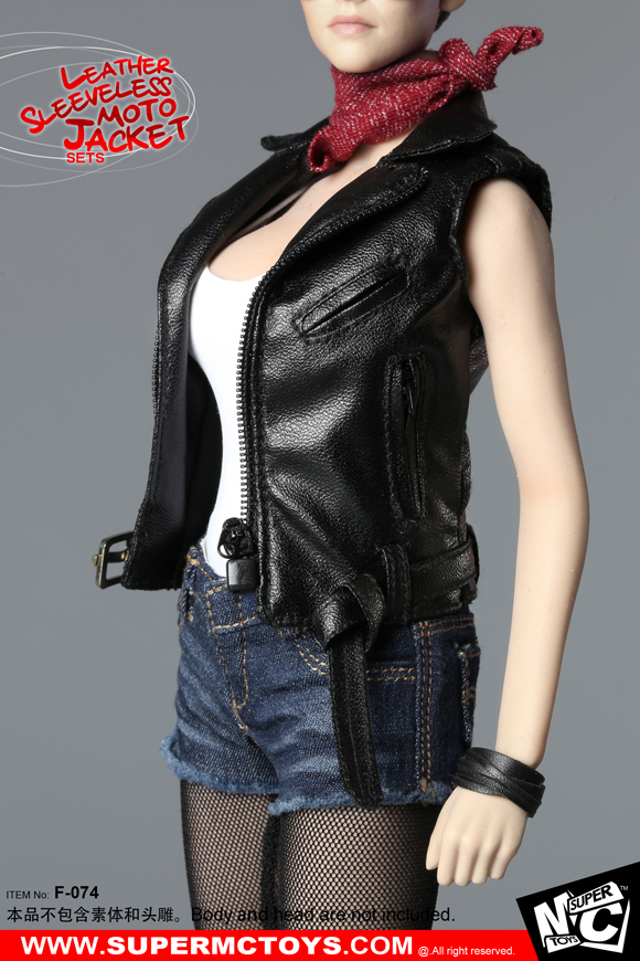SuperMCTOYS F-074 Leather Sleeveless Moto Jacket Sets