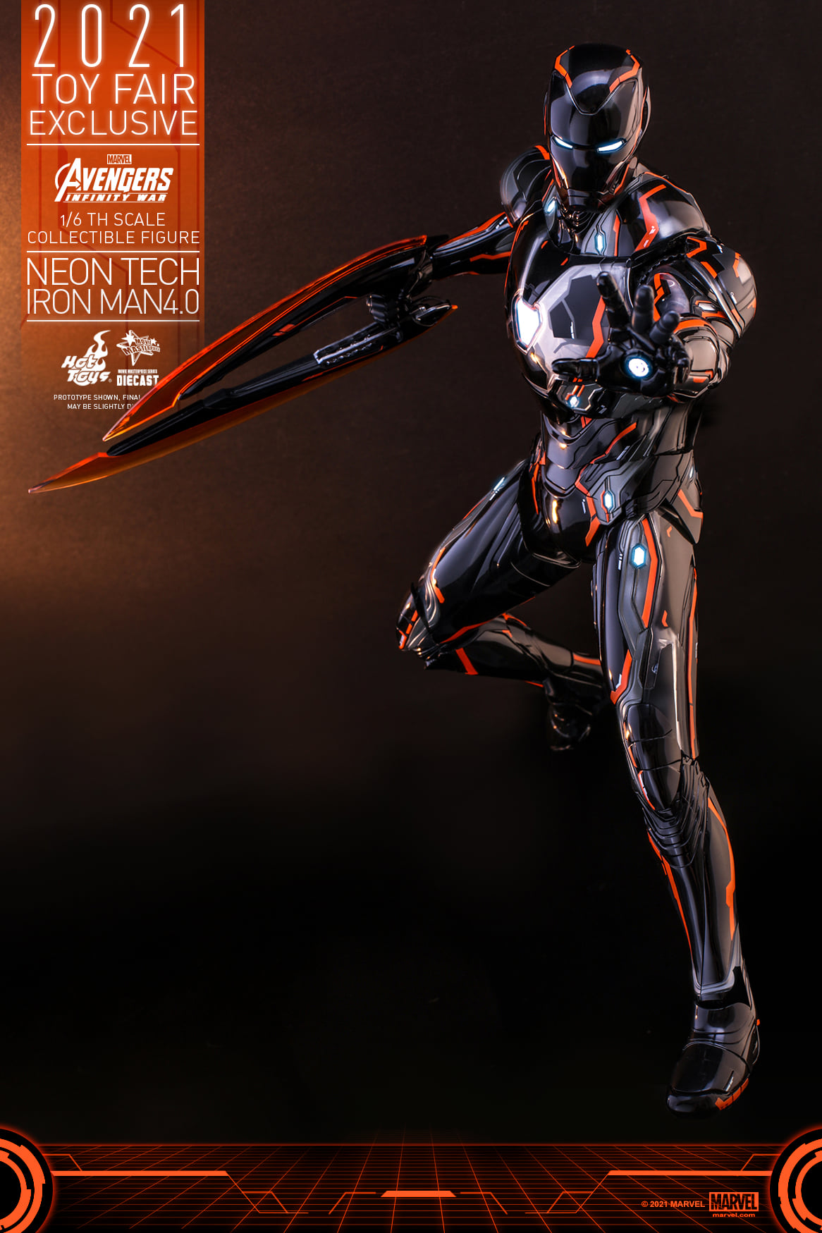 Hot Toys MMS597D39 1/6 Avengers: Infinity War - Neon Tech Iron Man 4.0 [Toy Fair Exclusive 2021]