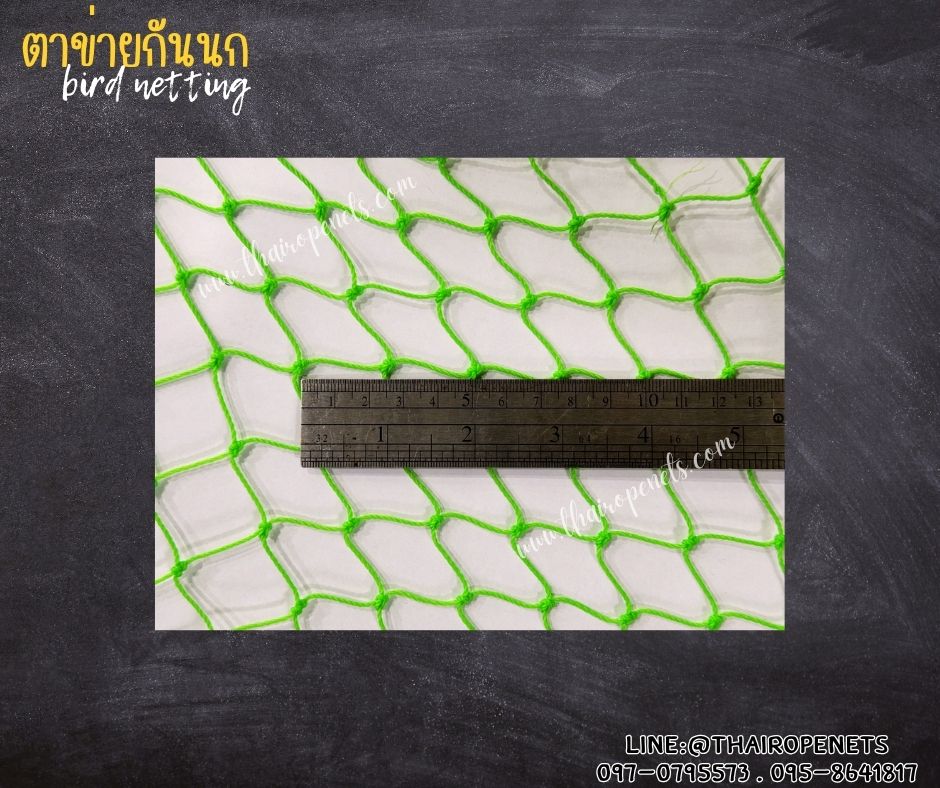 ตาข่ายกันนกเข้าแปลงผัก bird netting สีเขียว รุ่นหนา 1.5 มิล ช่องตา 1x1 นิ้ว เคลือบสารป้องกัน UV ทนแดด ทนฝน ใช้งานได้ยาวนาน