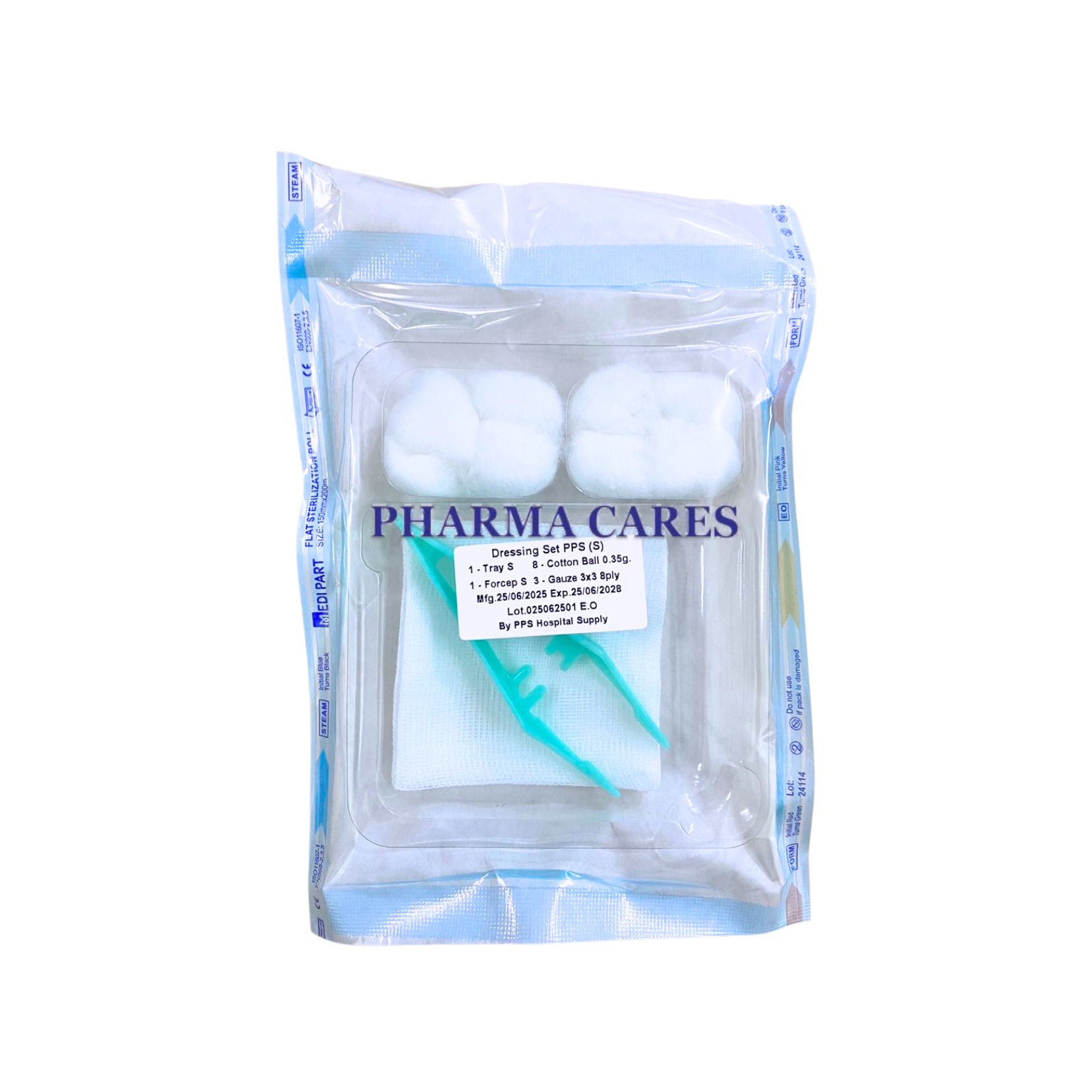 (ยกแพ็ค 20 ชุด) DRESSING SET PPS ( S ) ชุดทำแผลสเตอร์ไรด์ ชุดทำแผล 1 ปากคีบ