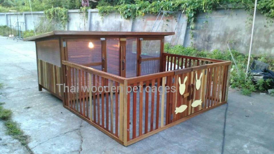 บ้านกระต่าย+คอกไม้แบบติดไฟ