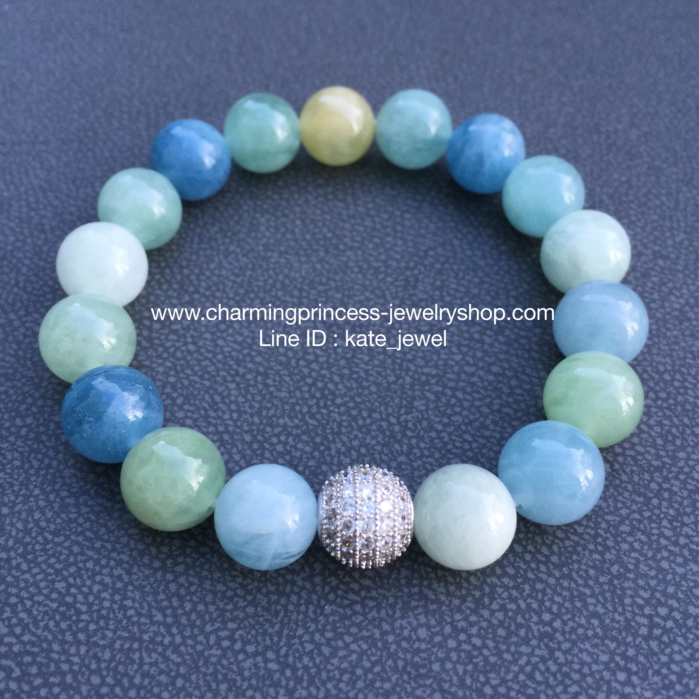 Aquamarine Mix Color อความารีน สีฟ้าและเขียว 10 มม AA ประดับเพชร CZ หินประจําเดือนเกิดของคนราศีมีน เป็นของขวัญของความห่วงใย