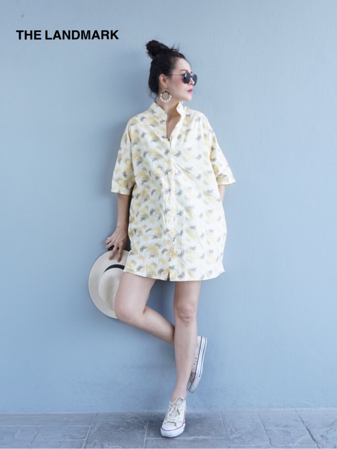 เดรสเชิ้ตคอจีน สไตล์วินเทจ