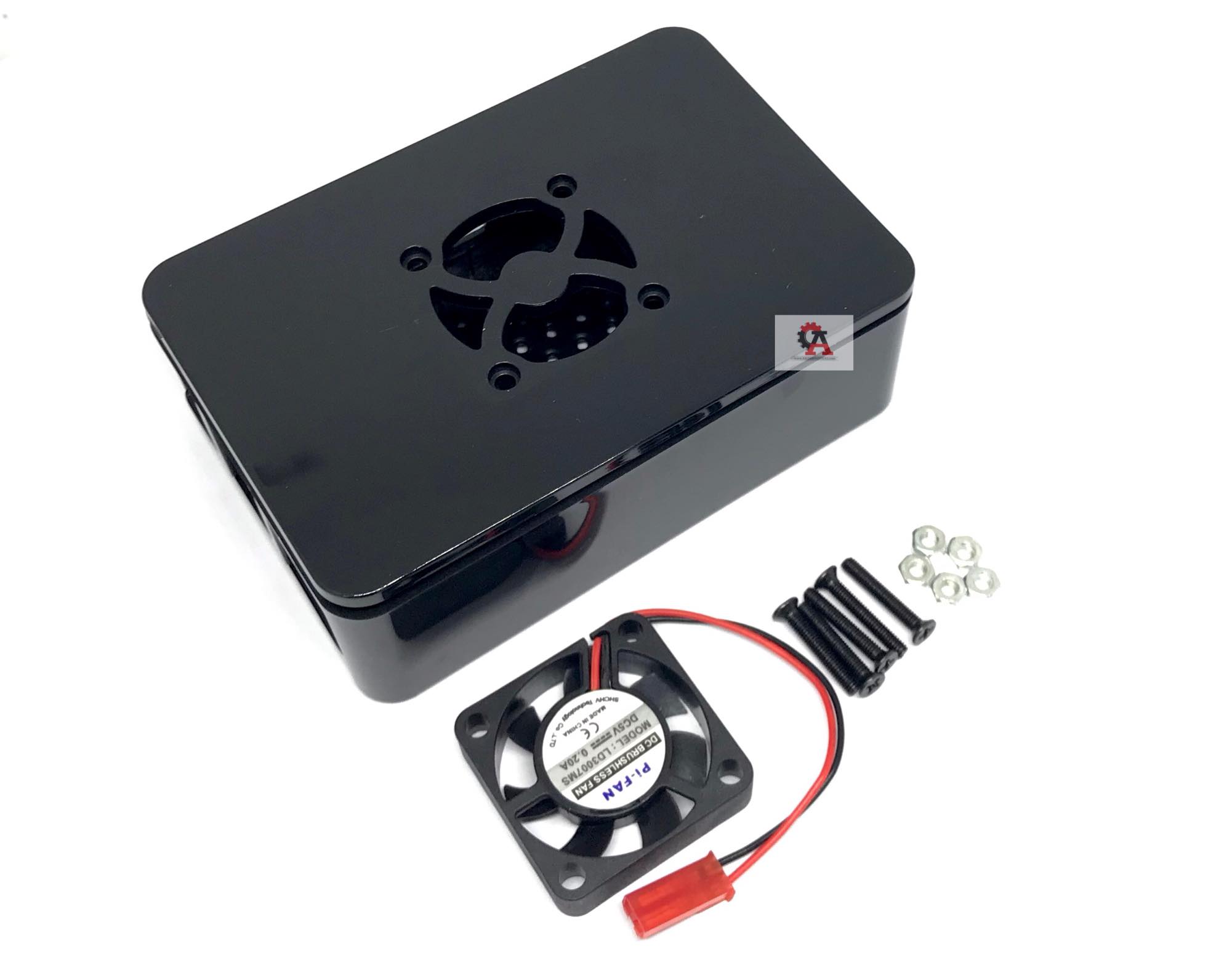 Raspberry pi 4 case + fan (Black) เคสพลาสติกสำหรับราสเบอรี่พาย 4 สีดำ