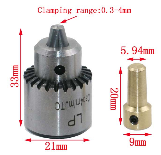 CH09 หัวจับสว่านแบบจัมปาจับได้ 0.3-4 มิล สำหรับมอเตอร์แกน 3 มิล สำหรับนัก DIY