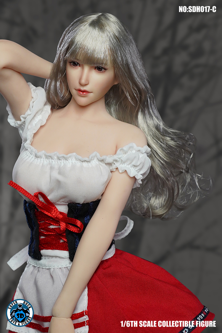 SUPER DUCK SDH017-C Female Head Carving (White Long Hair)