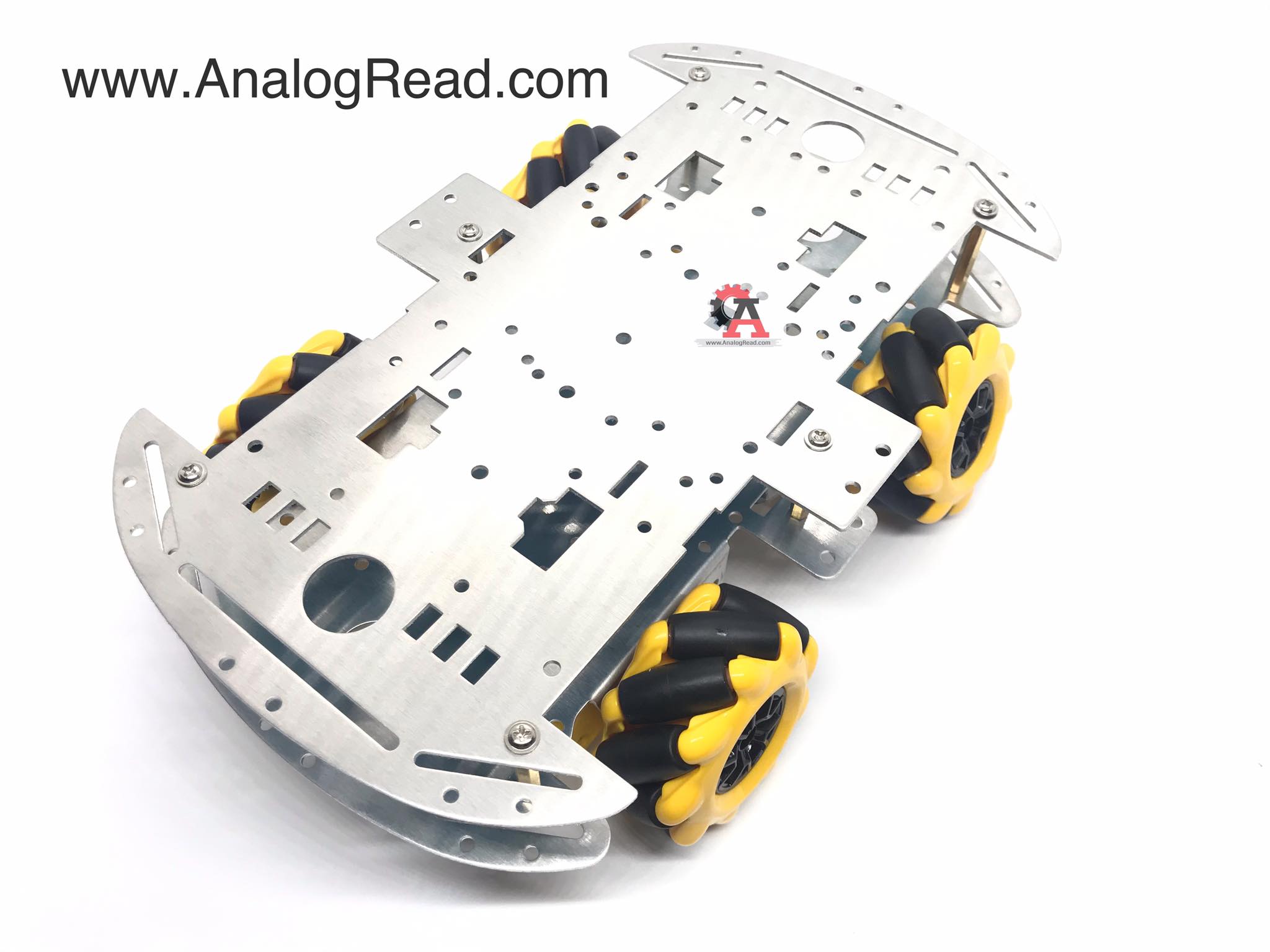 4WD smart car chassis โครงรถอลูมิเนียม 2 ชั้น แบบล้อแมคคานั่ม (mecanum wheel) 60 mm