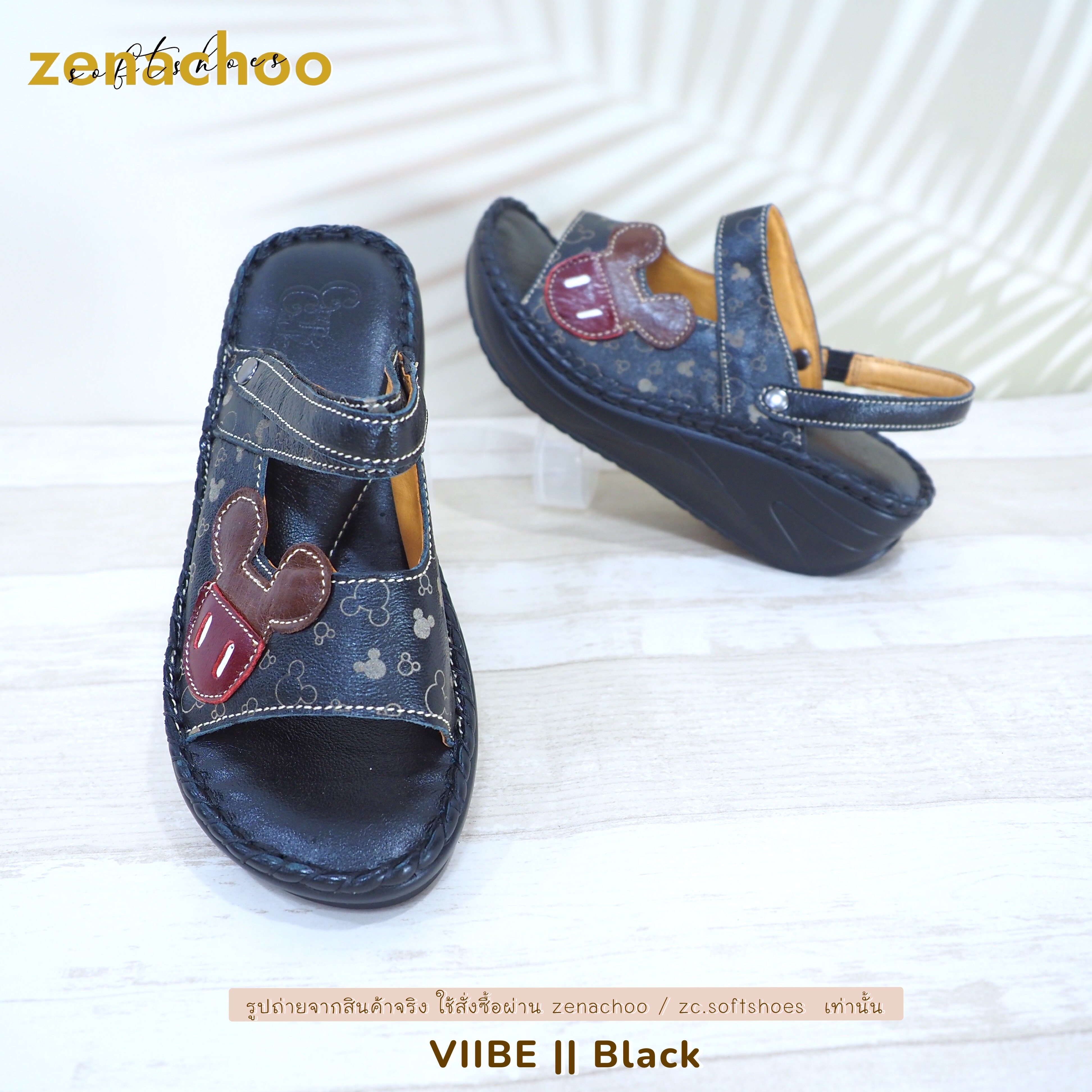 ทรงปกติ เปลี่ยนไซส์ได้ ไม่รับคืน Zenachoo รุ่น Viibe สูง 2 นิ้ว รองเท้าสุขภาพ ปรับสายได้ หนังแท้ 100% นิ่มสบาย ไม่ปวดขา