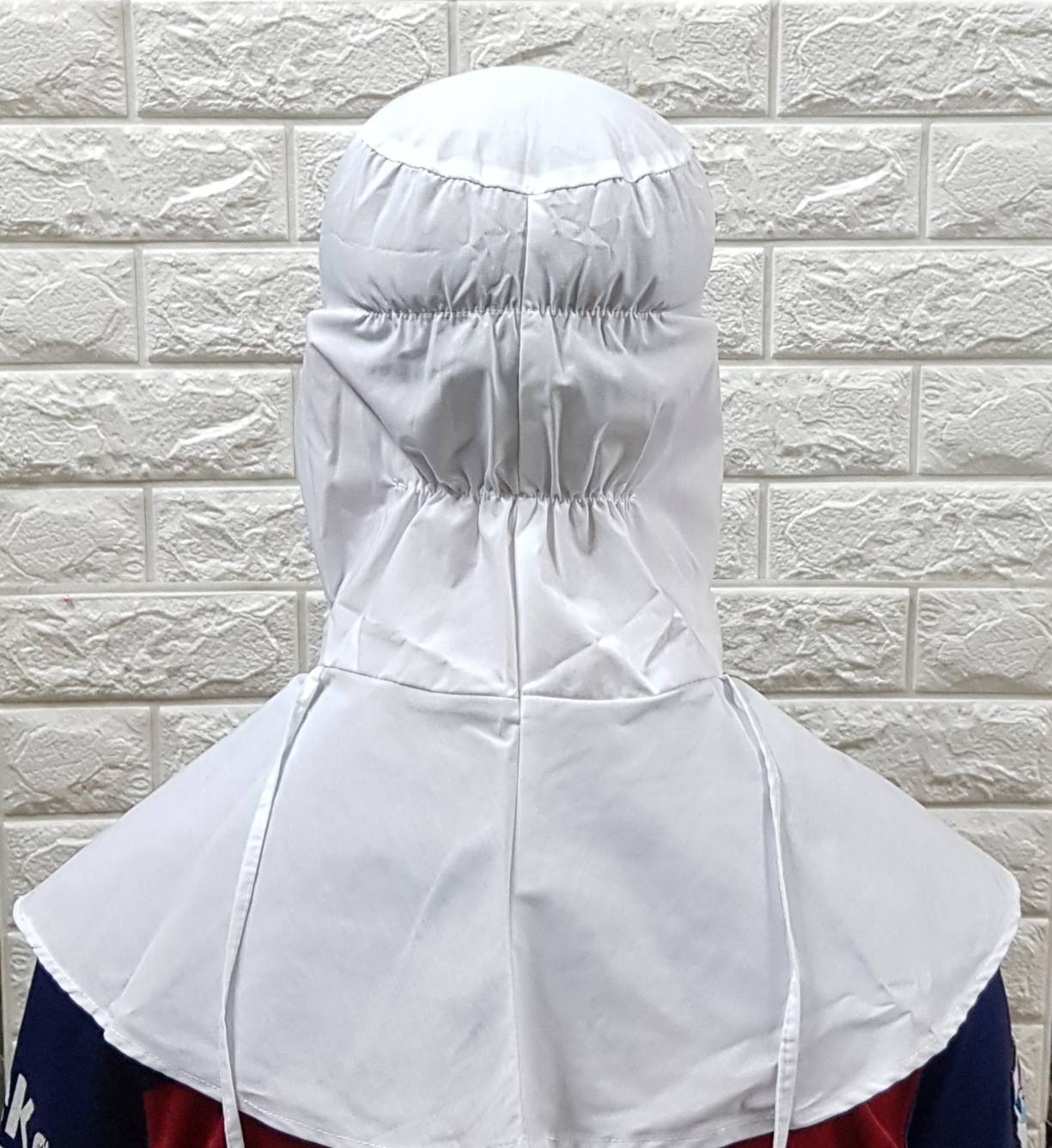 หมวกแก้ปคลุมบ่า ผ้าโทเร สีขาว ซักได้ หมวกคลุมผมตาข่ายบน หมวกแม่ครัว หมวกพ่อครัว หมวกทำอาหาร หมวกโรงงาน หมวกพนักงานฝ่ายผลิต หมวกอุตสาหกรรม หมวกคลุมเก็บผมชาย-หญิง