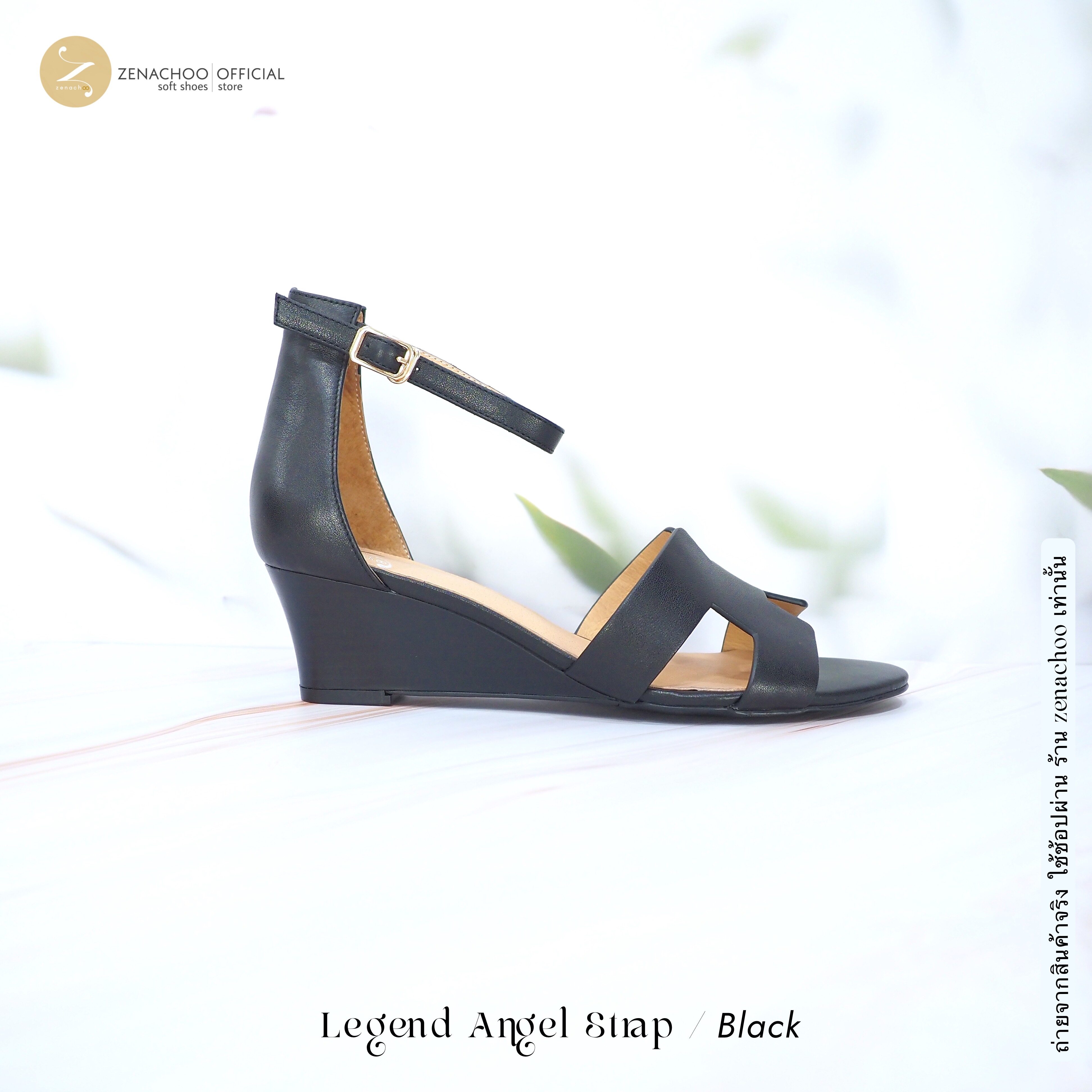 ทรงปกติ สินค้าลดราคา ไม่รับเปลี่ยน-คืน ทุกกรณึ รุ่นขายดี Legend Ankle Strap สูง 2 นิ้ว ส้นเตารีด รองเท้าหนังแกะแท้