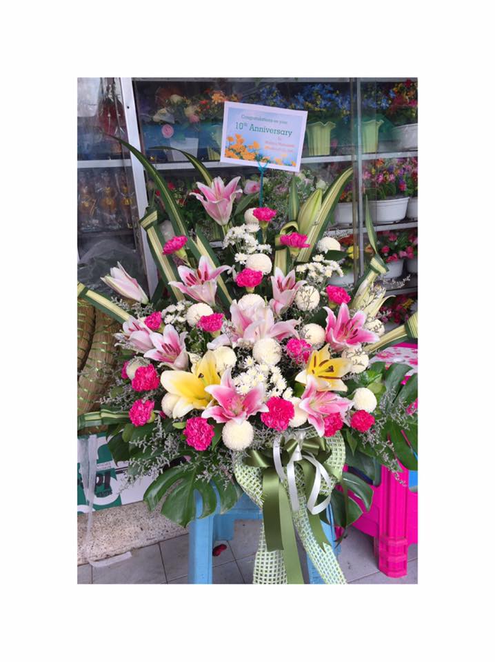 กระเช้าดอกไม้สดมอบแสดงความยินดี เปิดธุรกิจใหม่ (Flower Basket)