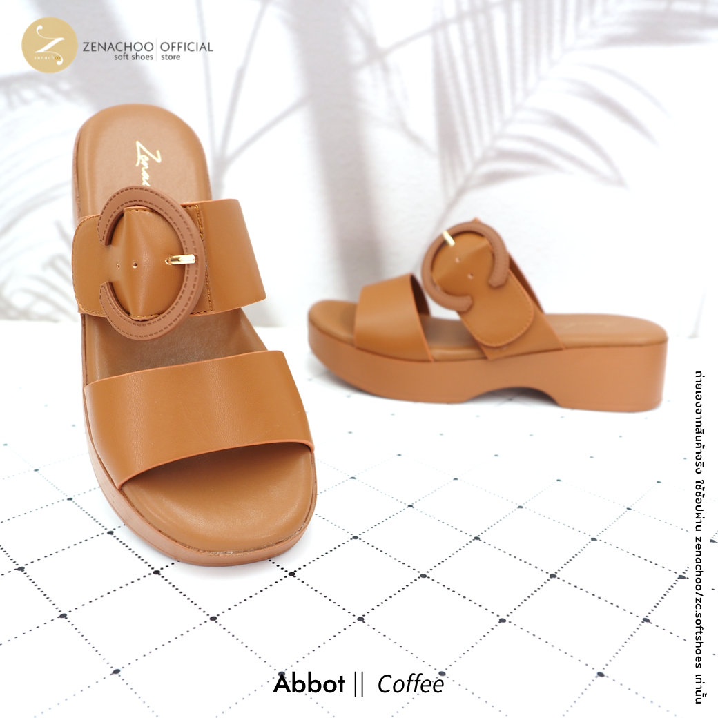 พื้นนิ่มมาก ใส่สบายสุด ทรงปกติ เปลี่ยนไซส์ได้-ไม่รับคืน Zenachoo Abbot สูง 2 นิ้ว รองเท้าหนัง สังเคราะห์