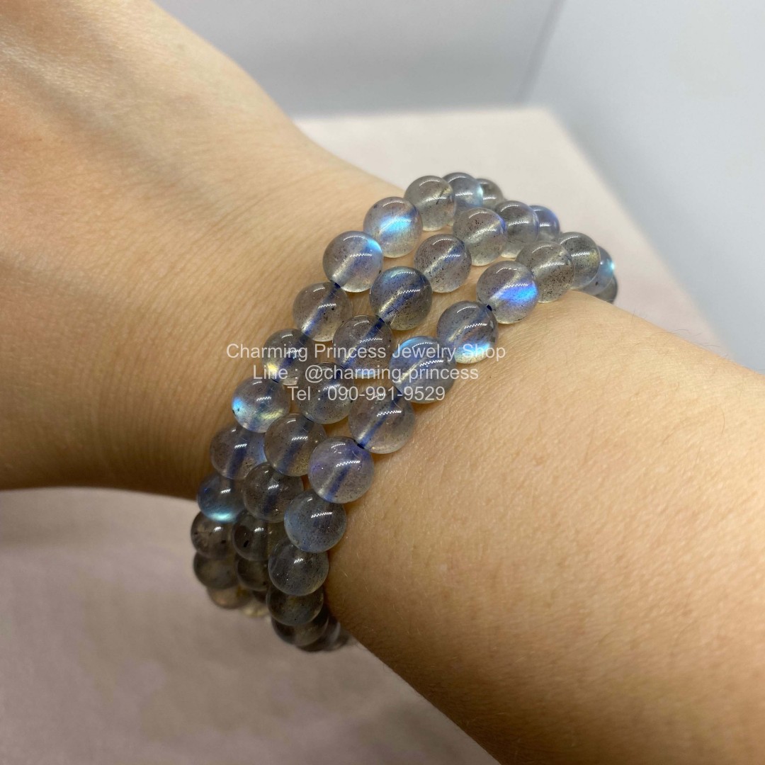 Labradorite ลาบราดอไรต์ 7 มม AA+ สร้อยคอยาว 52 ซม ก่อให้เกิดความคิดสร้างสรรค์ และมีสมาธิ