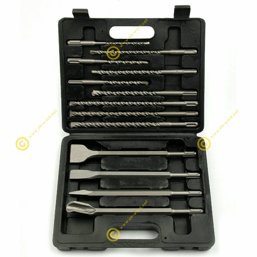 D25 ชุดดอกสว่านโรตารี่ 6-14 มิล + ดอกสกัด SDS Pluse 13 ชิ้น คุณภาพสูง