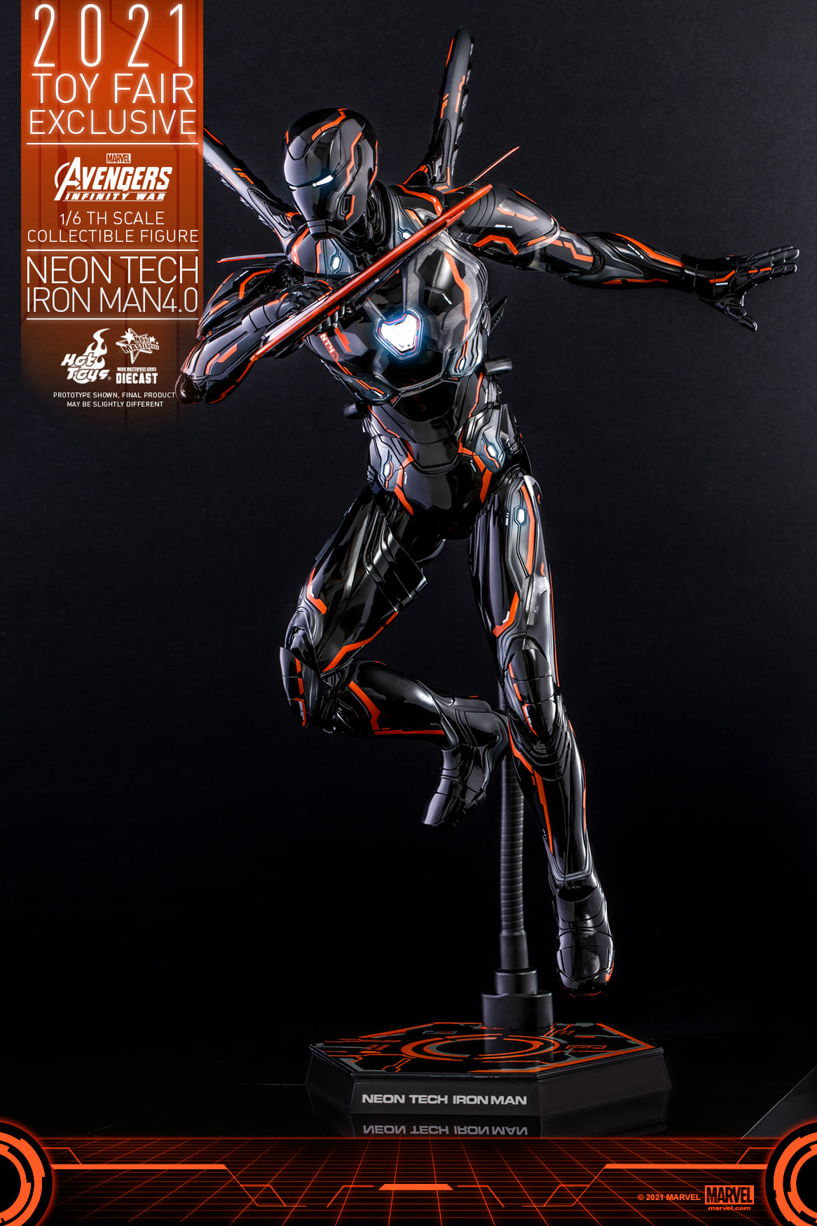 Hot Toys MMS597D39 1/6 Avengers: Infinity War - Neon Tech Iron Man 4.0 [Toy Fair Exclusive 2021]