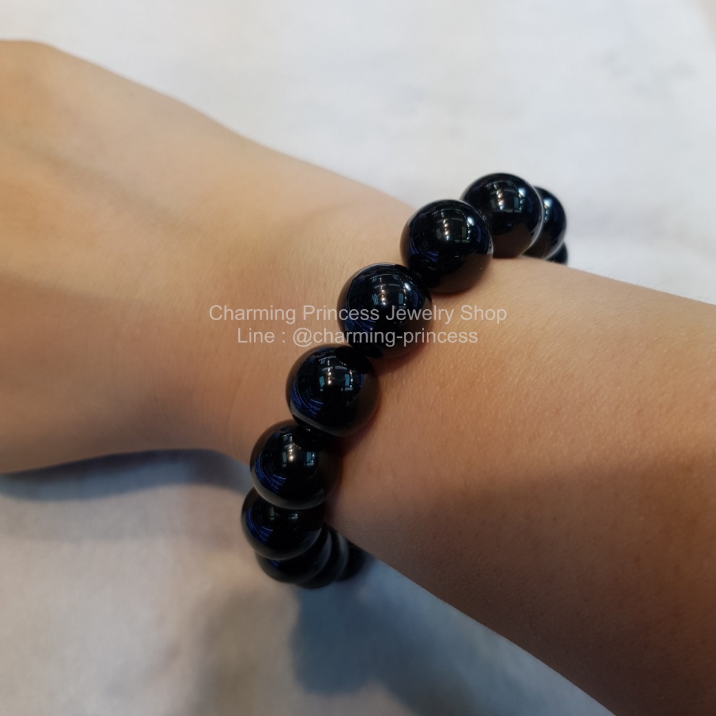 แบล็กทัวร์มาลีน Black Tourmaline 12 มม โดดเด่นการด้านการปกป้องคุ้มครอง และกำจัดพลังงานลบออกไป