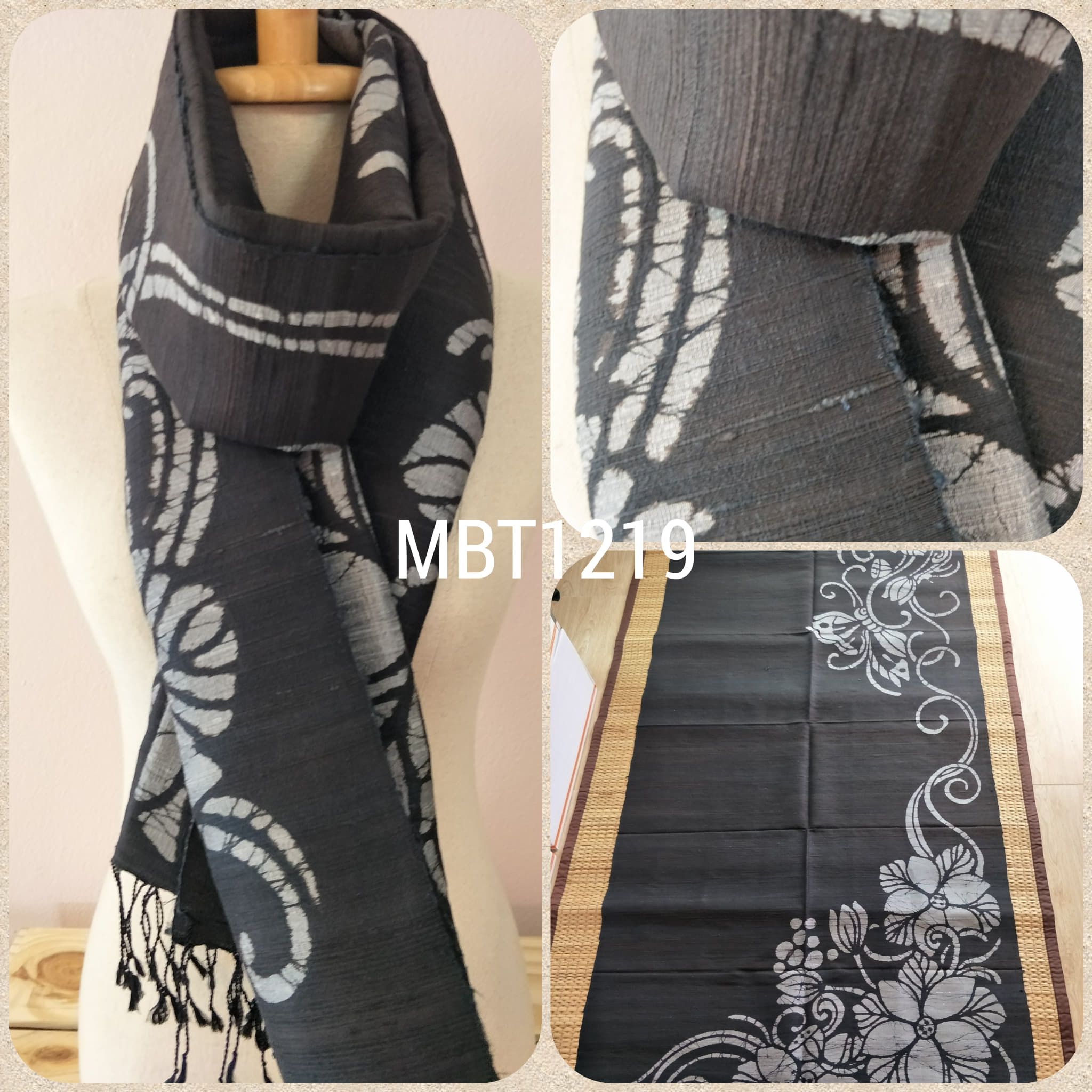 ผ้าคลุมไหล่ ไหมแท้ทอมือ ลายบาติก Handmade