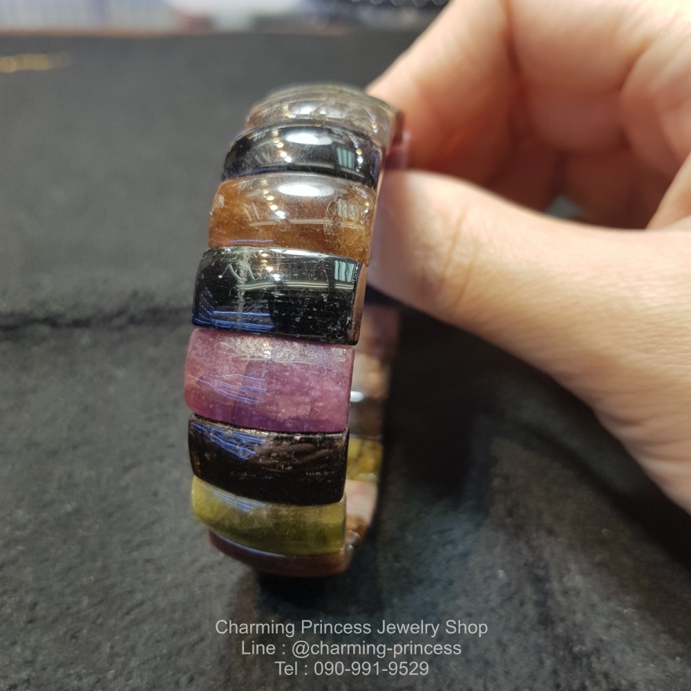 Tourmaline Bangle กำไลทัวร์มาลีน สีครบ จบในเส้นเดียว
