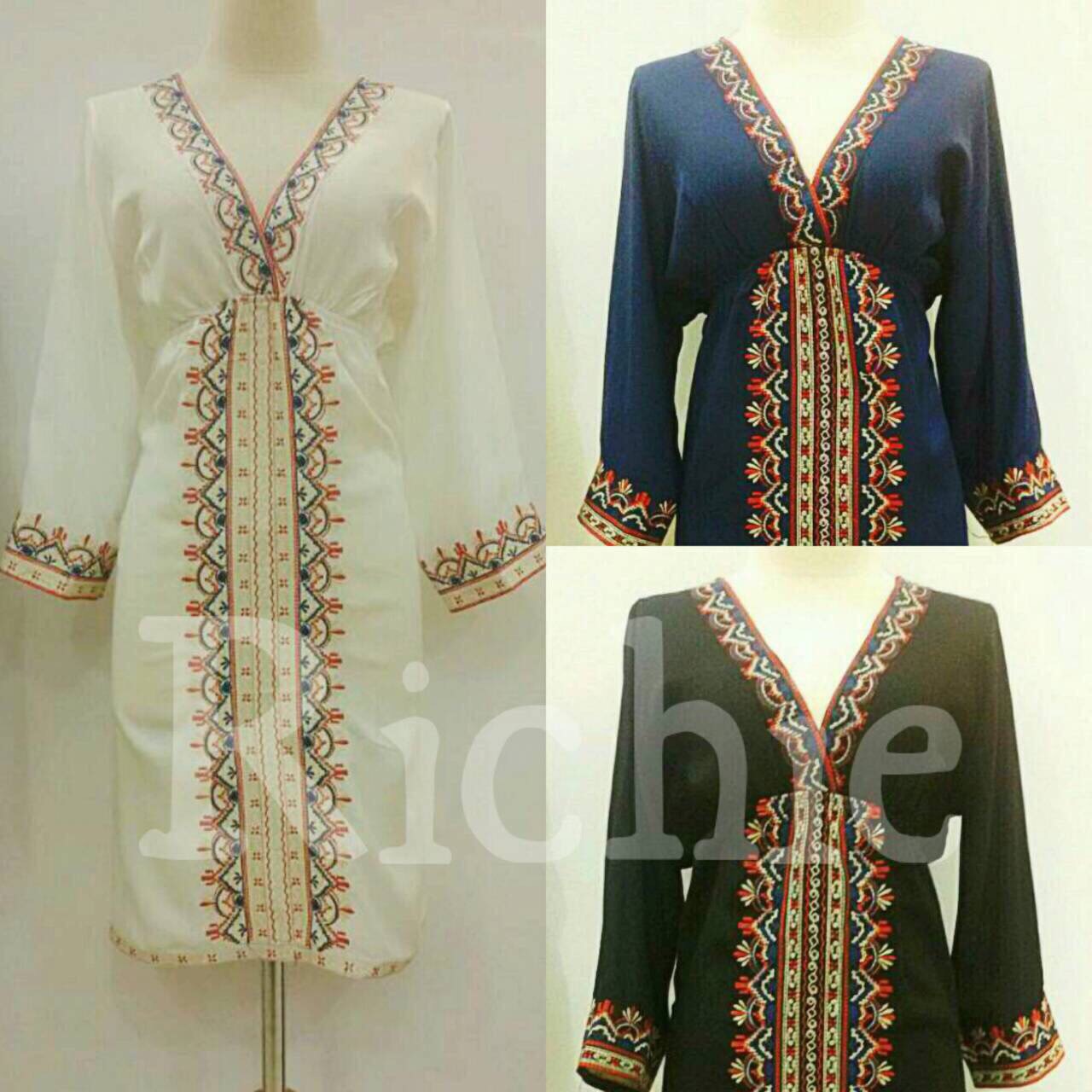 New!!! มินิเดรสเกาหลีปักลายสไตล์โบฮียน ความยาวคลุมเข่า แบบคุณอาย กมลเนตร ใส่ค่ะ