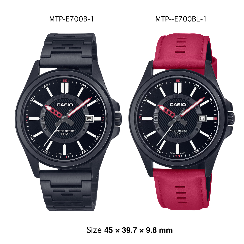 นาฬิกาข้อมือผู้ชาย Casio Standard Men รุ่น MTP-E700 Series MTP-E700BL-1 (สายหนัง) MTP-E700B-1 (สายแสตนเลส)