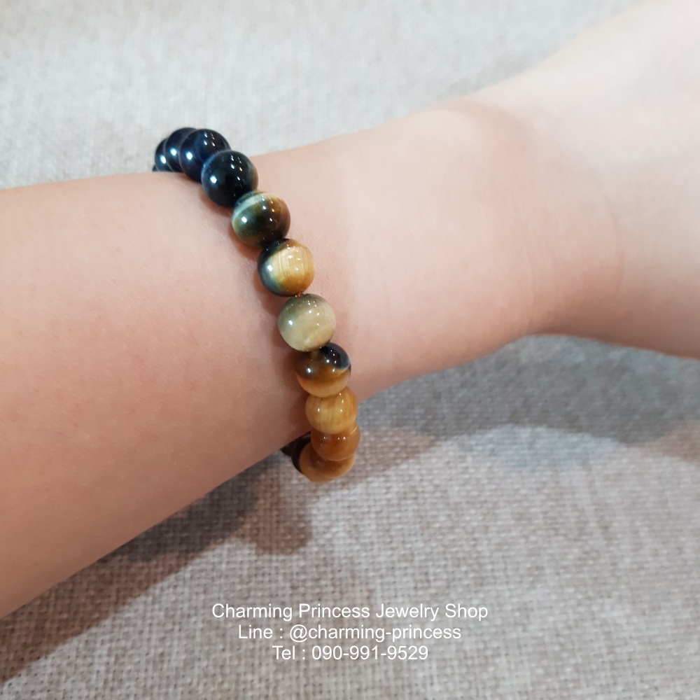 5 พยัคฆราช Tiger Eye Multi Colors หินตาเสือครบทุกสี 8 มม แก้ปีชง พลิกฟื้นดวงชะตา แคล้วคลาดปลอดภัย หินแก้ปีชง