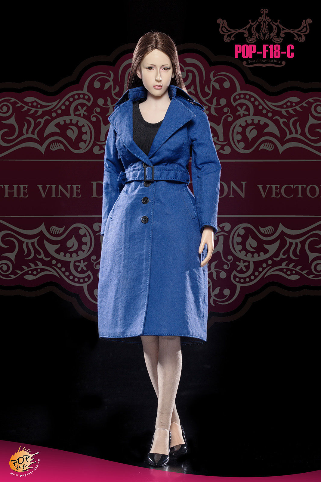 POPTOYS F18C The British Women's Windbreaker Suit ชุดคลุมสีน้ำเงิน