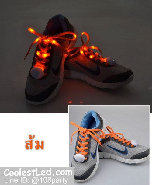 เชือกรองเท้าไนล่อนเรืองแสง มีไฟ Led กระพริบ แบบสีเดียว ทำจากเชือกรองเท้าไนล่อน