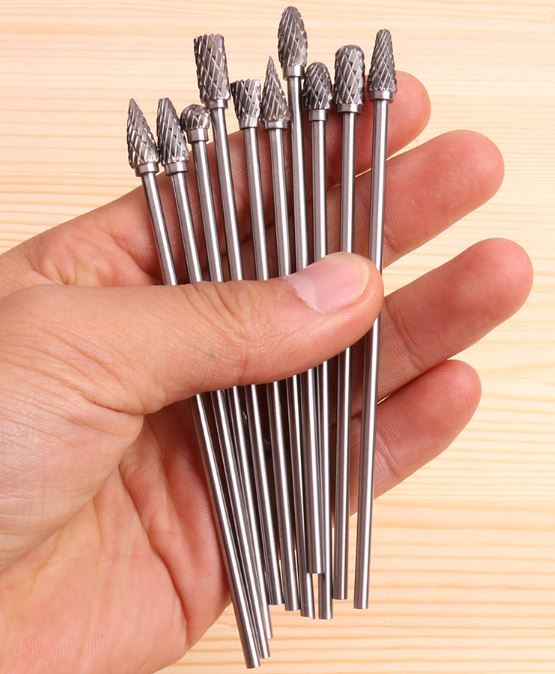 DS10 ชุดดอกเจียรคาร์ไบแกน 3 มิล แกนยาว 100 มิล สำหรับ เจียรฝาสูบ พอทไอดี หรือที่ลึกๆ ชด 10 ดอก